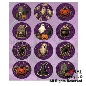 HALLOWEEN STICKERS AUTOADHESIVOS CRIATURAS DE TERROR X 24 UNIDADES